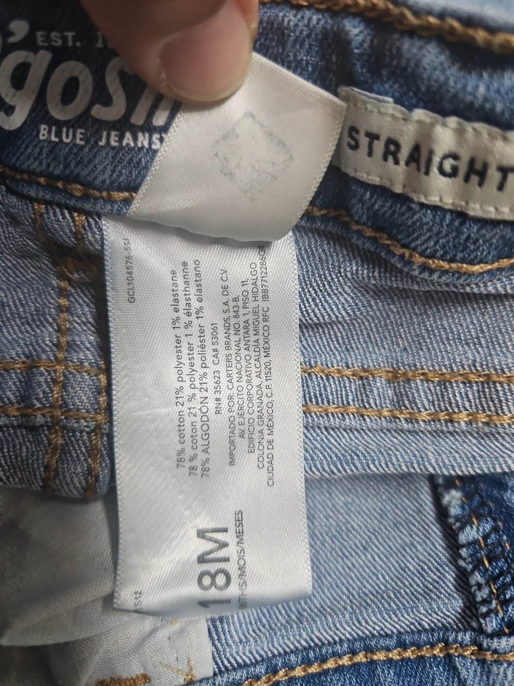 OshKosh B'gosh Light Blue & Carter's Dark Blue Denim Jeans DuoSize 18 Months